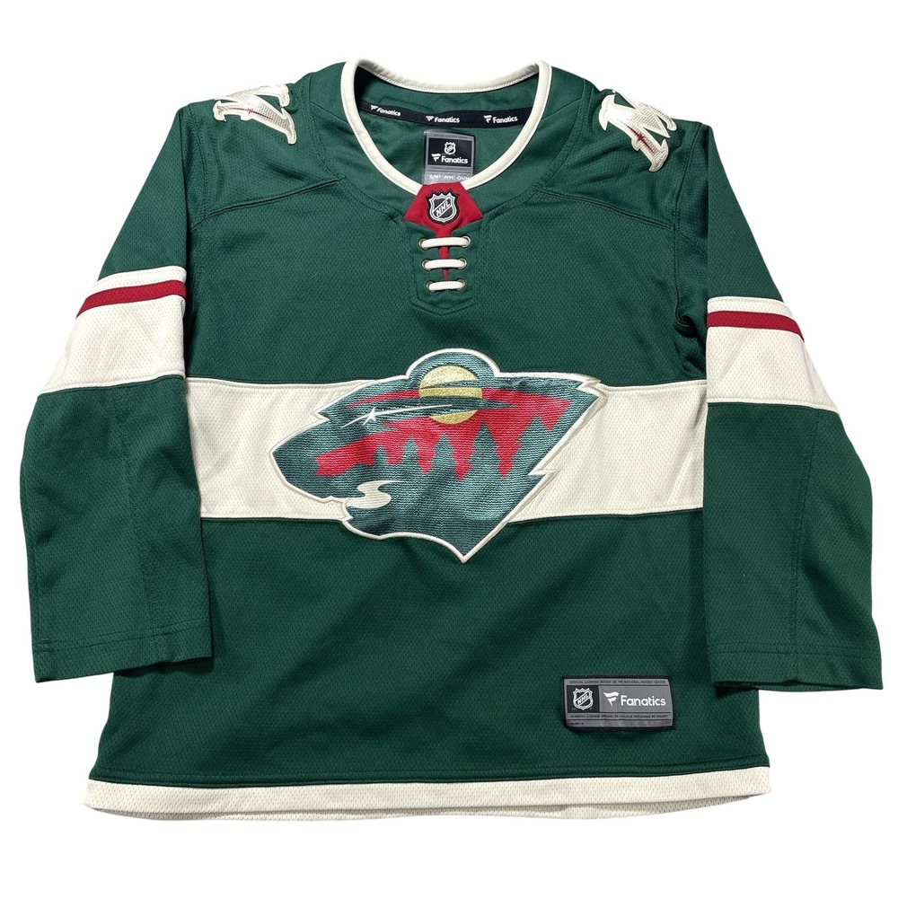 Minnesota Wild Jersey Boys S/M Green NHL Hockey Youth Fanatics Lace Up Home